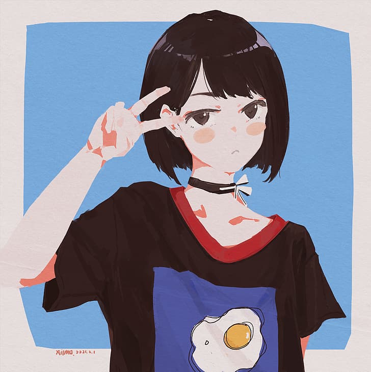 HD wallpaper: XilmO, anime girls, short hair | Wallpaper Flare