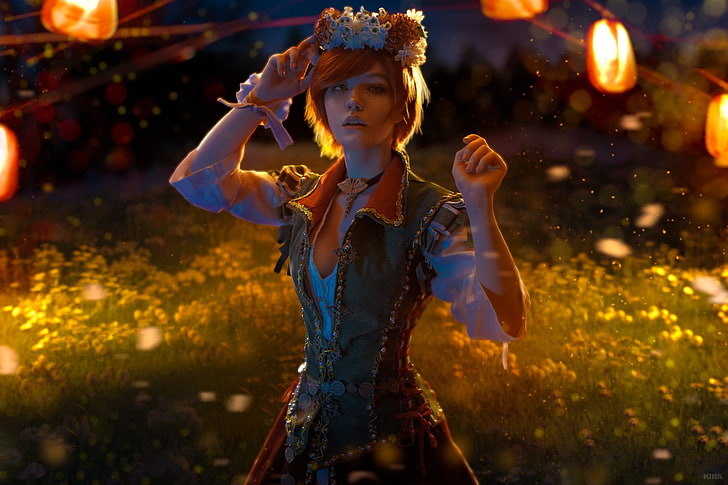 woman game character in green top digital wallpaper, The Witcher 3: Wild Hunt