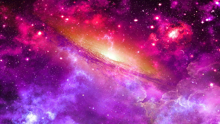 red and purple galaxy illustration, space, universe, nebula, star, HD wallpaper