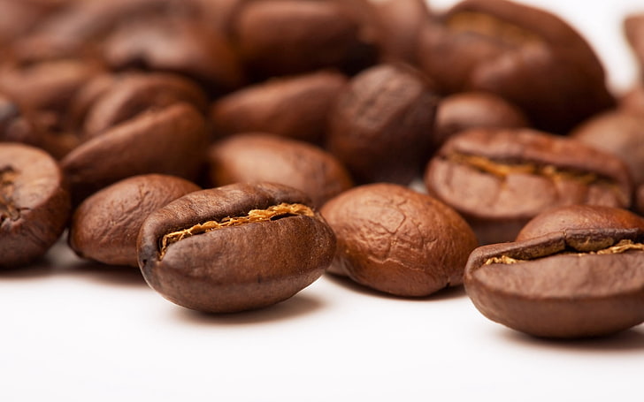 coffee beans, surface, brown, roasted, close-up, caffeine, coffee - Drink, HD wallpaper