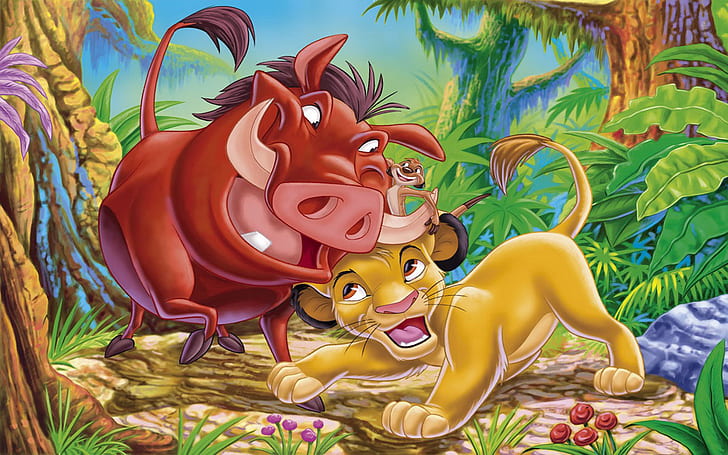 Simba Timon And Pumbaa Cartoon The Lion King Desktop Hd Wallpaper 1920×1200, HD wallpaper