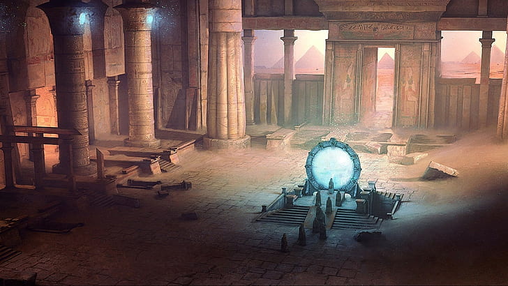 Stargate, ruins, artwork, ancient, Egypt, HD wallpaper
