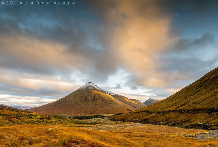 landscape photography of mountain during golden hour, highlands
