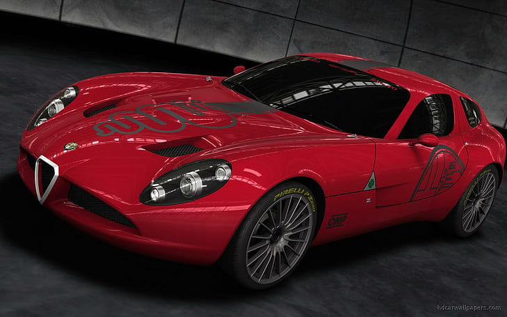 2010 Alfa Romeo TZ3 Corsa, red sports coupe, cars, HD wallpaper