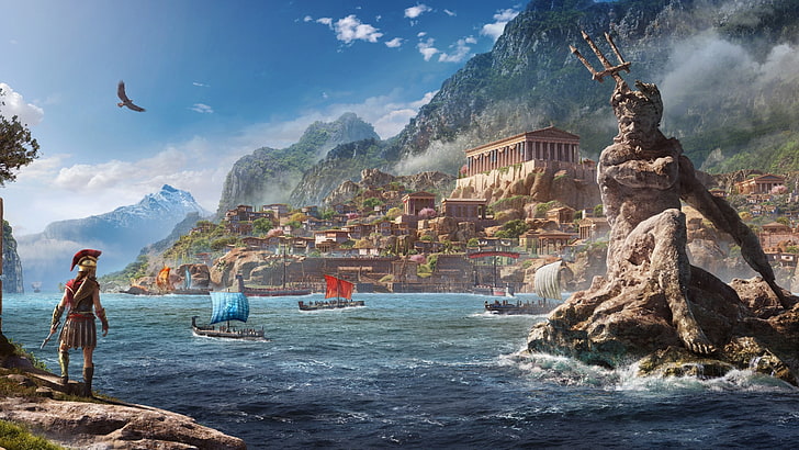 Assassin's Creed Odyssey, neptune, assassins creed, poseidon, HD wallpaper