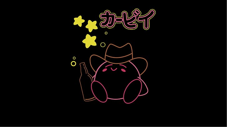Kirby, beer, cowboy hats, video games, video game characters, HD wallpaper