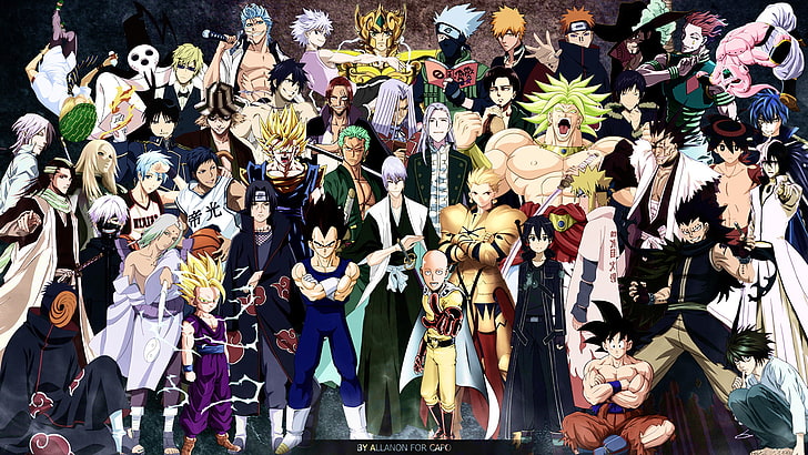 Anime, Crossover, Attack on Titan, Bleach, Broly (Dragon Ball), HD wallpaper