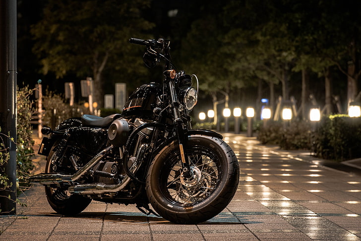 black standard motorcycle, Heavy bike, Harley-Davidson, Harley Davidson, HD wallpaper