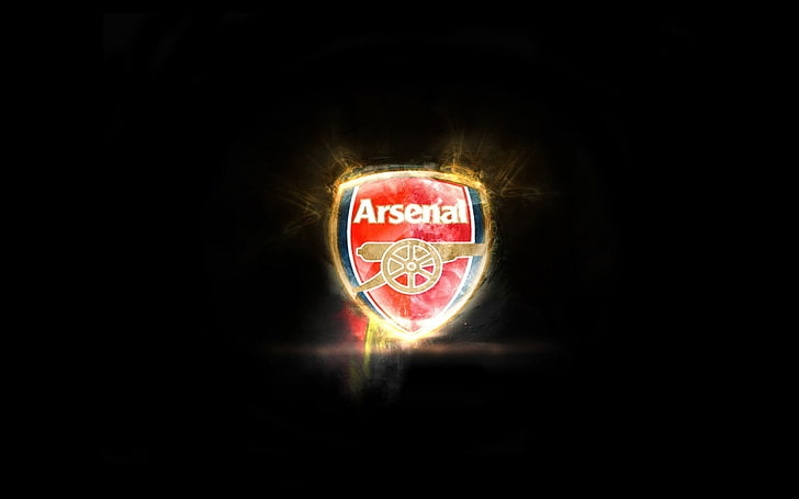 Arsenal, Arsenal Fc, logo, sport, text, illuminated, black background, HD wallpaper
