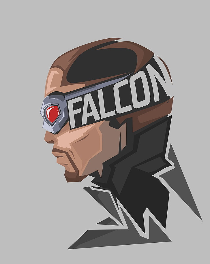 Marvel Falcon portrait painting, Marvel Comics, gray background, HD wallpaper