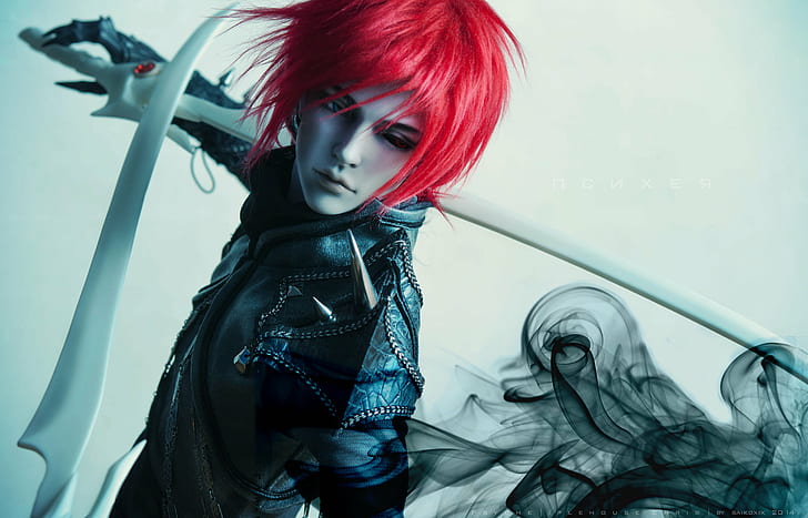 red haired male character with sword wallpaper, DSC, Chris, BJD