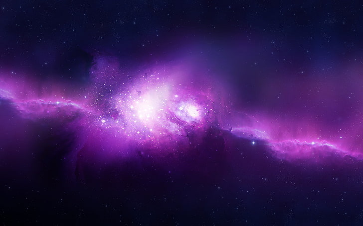 purple nebula, space, space art, colorful, digital art, star - space