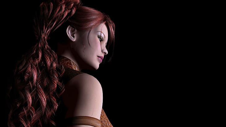 Superb redhead with long hair, red haired woman game character HD wallpaper