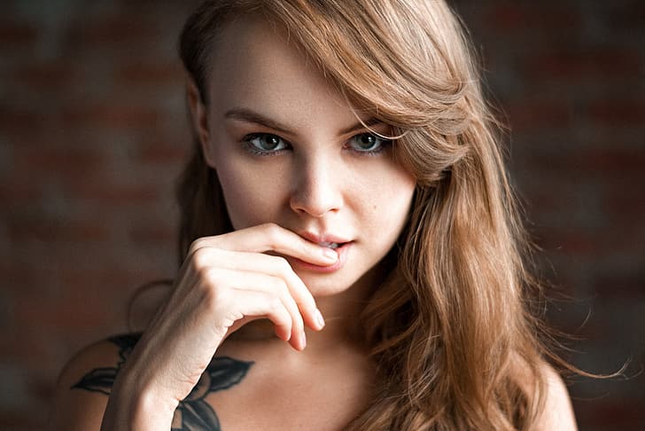 look, face, model, hand, tattoo, Anastasia Shcheglova, Max Pyzhik, HD wallpaper