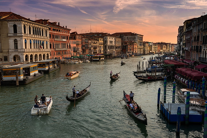 grand canal, city, landscape, sky, evening, Venezia Canal Grande, HD wallpaper