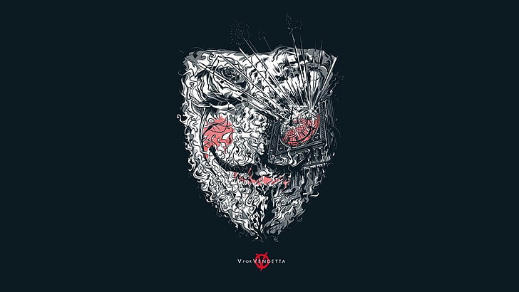 Guy Fawk mask wallpaper, smiling, V for Vendetta, simple background