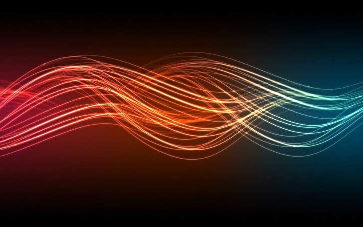 abstract, colorful, waveforms, motion, illuminated, pattern, HD wallpaper