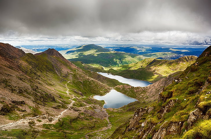Earth, Landscape, Cloud, Hill, Lake, Mountain, Snowdonia, Wales