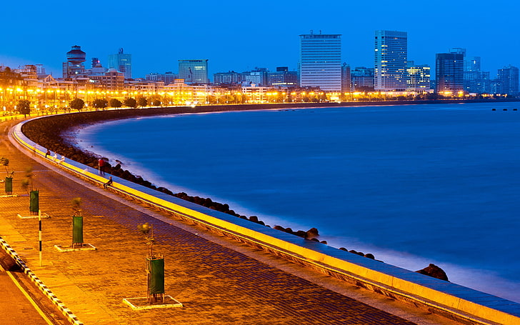 Marine Drive Mumbai, green metal containers, Cityscapes, architecture