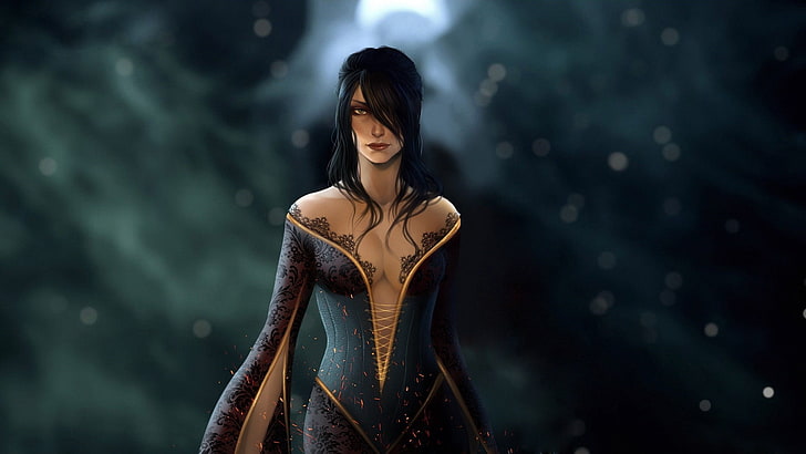 black haired woman, artwork, fantasy art, Morrigan (character)