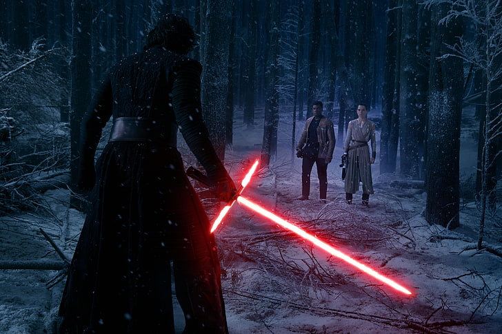 Star Wars Kylo Ren, Star Wars: The Force Awakens, Rey, lightsaber, HD wallpaper