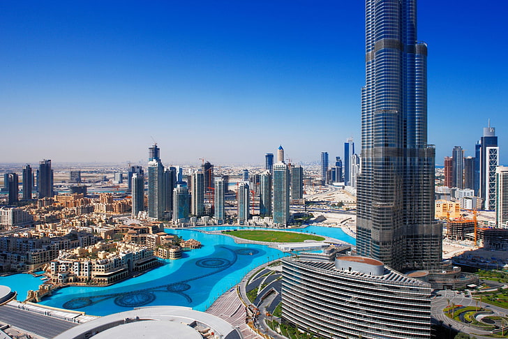 high-rise buildings, city, home, panorama, Dubai, skyscrapers, HD wallpaper