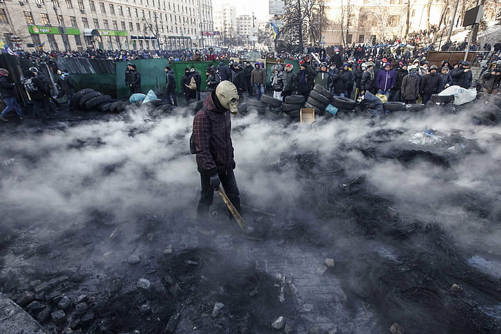 ukraine ukrainians maidan kyiv, real people, smoke - physical structure