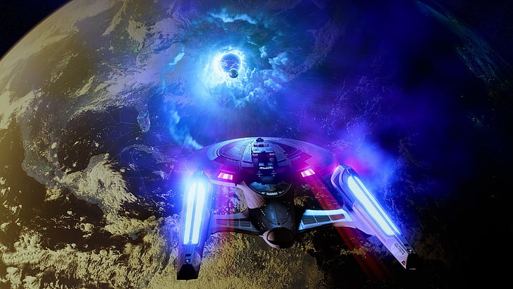 gray spacecraft on galaxy, Star Trek, USS Enterprise (spaceship), HD wallpaper