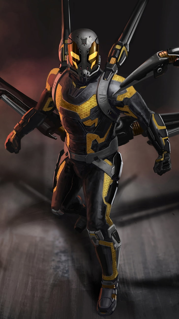 Ant-Man Yellowjacket, black and yellow suit character digital wallpaper, HD wallpaper