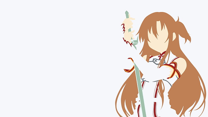 brown-haired female anime character holding sword illustration, HD wallpaper