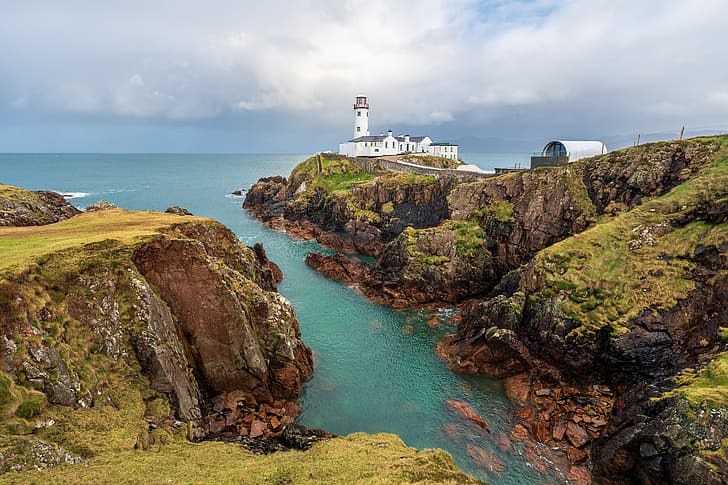 coast, lighthouse, Ireland, Donegal, Fanad Lighthouse, HD wallpaper