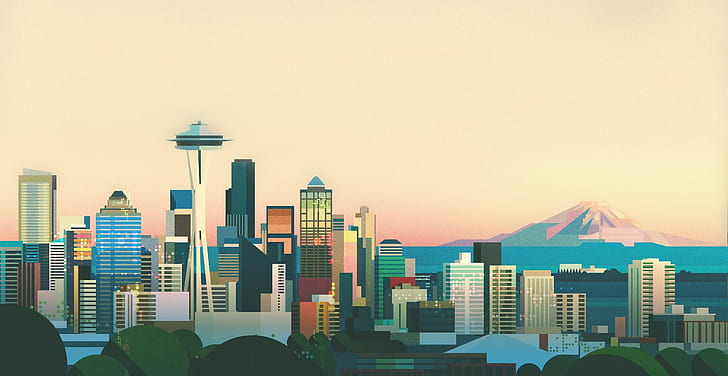 Cities, Seattle, Architecture, Building, City, Minimalist, Skyscraper, HD wallpaper