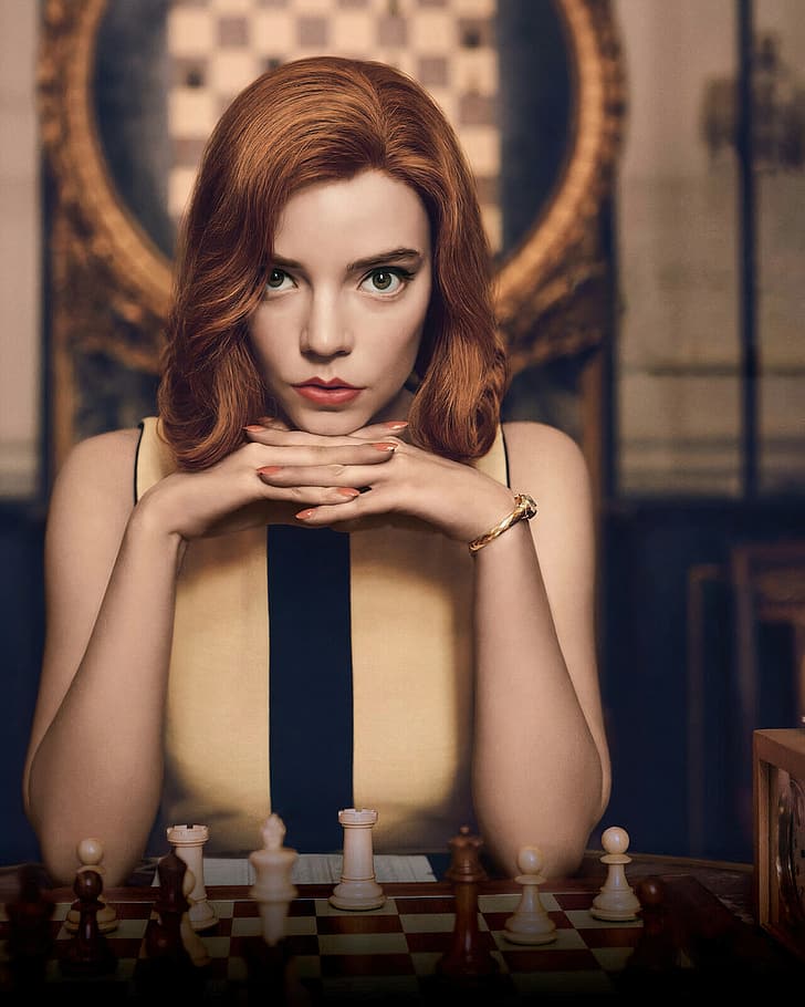 Anya Taylor-Joy, women, actress, redhead, chess, The Queen's Gambit, HD wallpaper