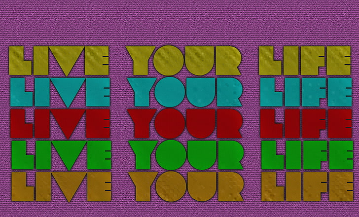purple, green, red, yellow, blue, orange, live your life, multi colored, HD wallpaper