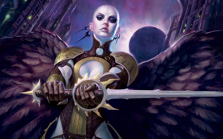 Magic: The Gathering Drawing Angel of Despair Sword HD, fantasy