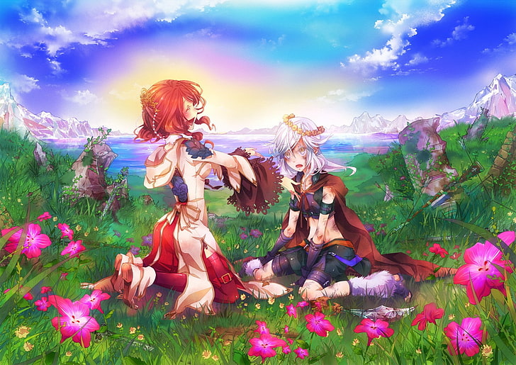 HD wallpaper: anime, wings, anime girls, original characters, plant, flower  | Wallpaper Flare