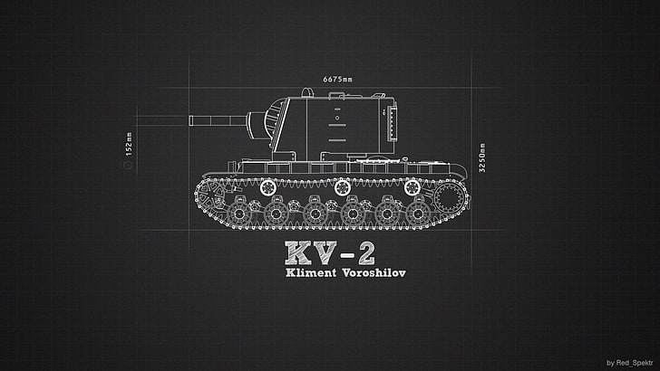 KV-2 Kliment Voreshilov illustration, tank, military, blueprints, HD wallpaper