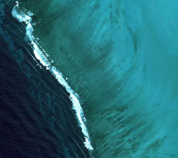 body of water, Google, Android N, material minimal, sea, aerial View, HD wallpaper