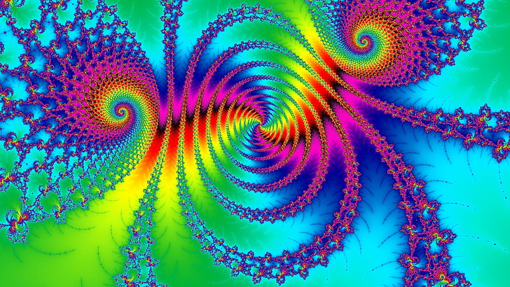 pink and blue wallpape, fractal, abstract, psychedelic, multi colored, HD wallpaper