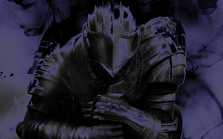 black knight illustration, Dark Souls, video games, one person