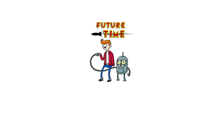 Future Time illustration, Adventure Time, Futurama, copy space, HD wallpaper
