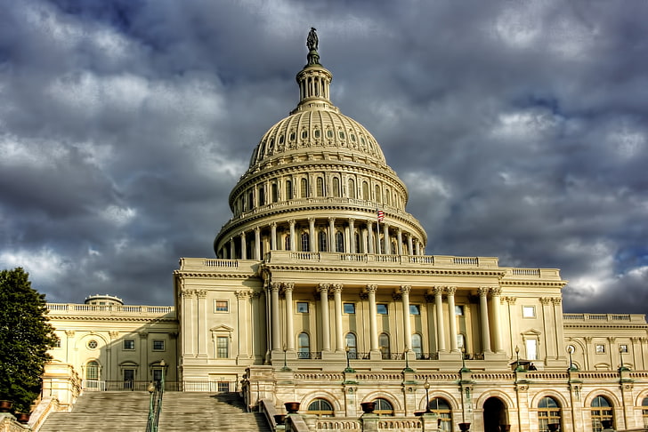 United States Capitol, architecture, USA, clouds, dome, cloud - sky, HD wallpaper
