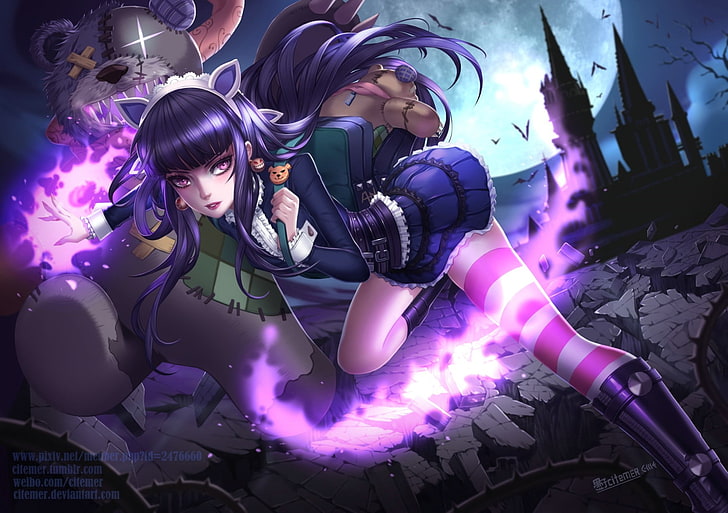 purple-haired female anime character wallpaper, anime girls, League of Legends