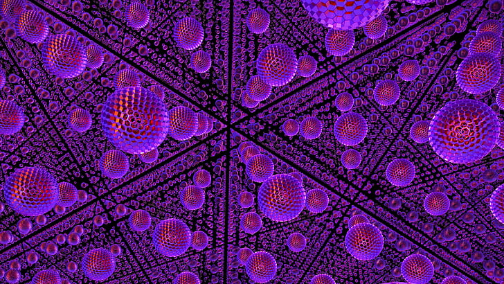 3d, ball, purple, abstract art, sphere, pattern, fractal art, HD wallpaper