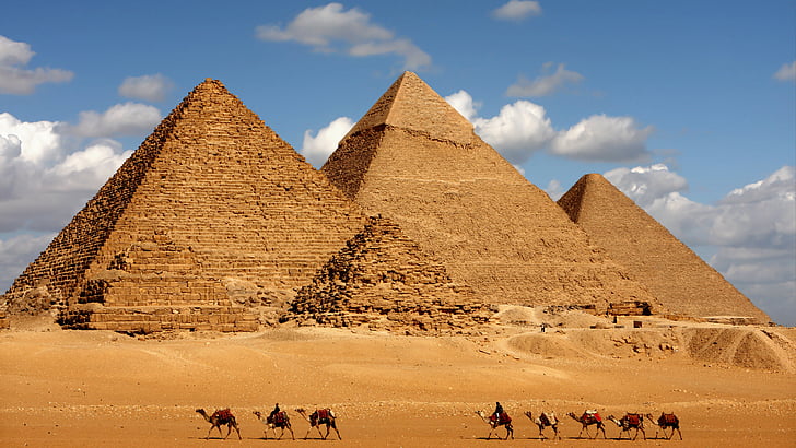 Great Pyramid, Egypt, camel, 8k, HD wallpaper