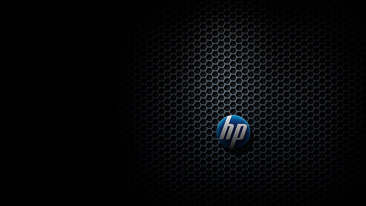 blue HP logo, background, widescreen, Wallpaper, technology, brand