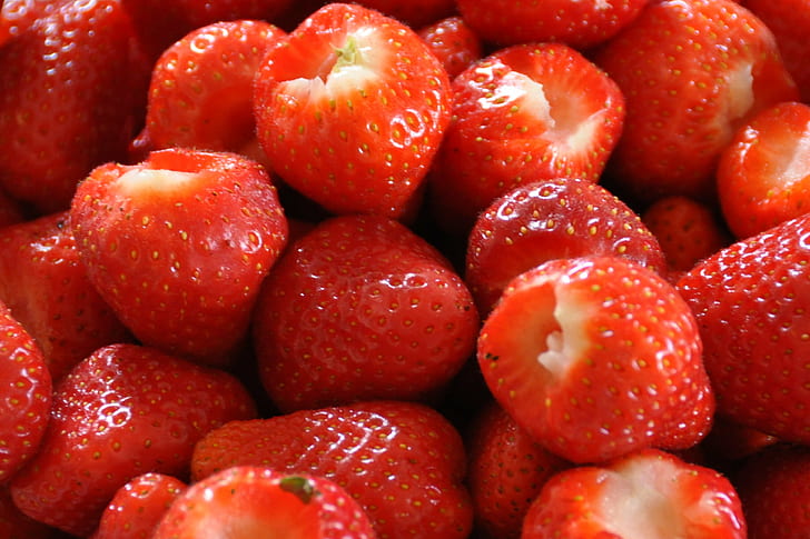 red strawberries, strawberries, Summer  Fruit, food, freshness, HD wallpaper
