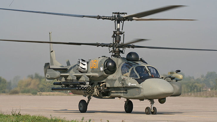 gray battle aircraft, Kamov, Ka-52, Alligator, The Russian air force