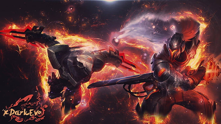 Yasuo and Zed wallpaper, League of Legends, night, motion, arts culture and entertainment