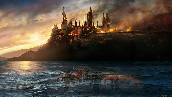 battle at hogwarts, Harry Potter, HD wallpaper